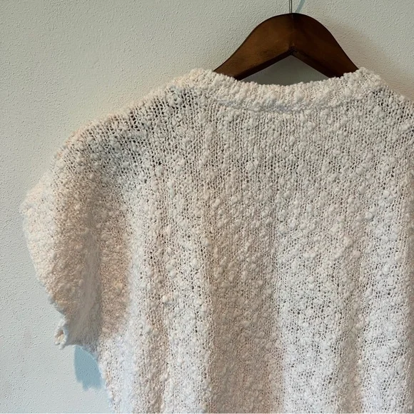 Vintage Donagain Short Sleeve Sweater Floral Appliqué Front Popcorn Texture - Picture 7 of 8